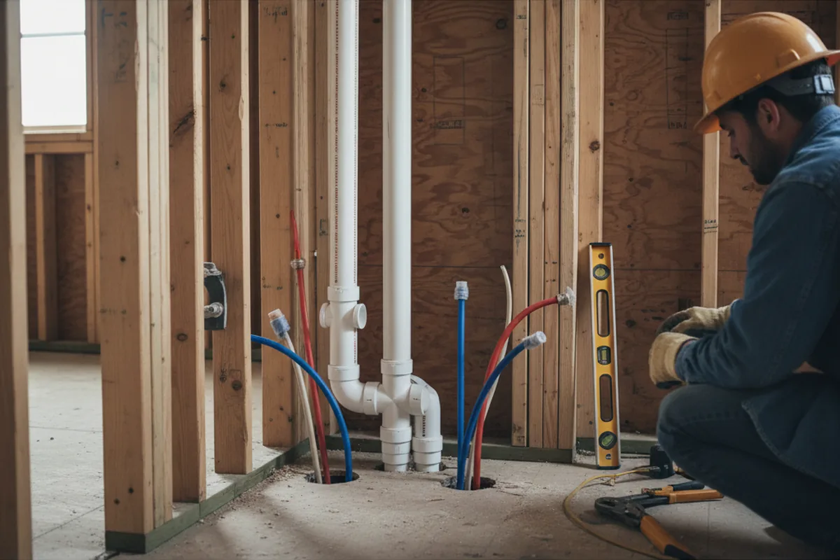 Drain and supply rough-in during Drain Cleaning in Burghill
