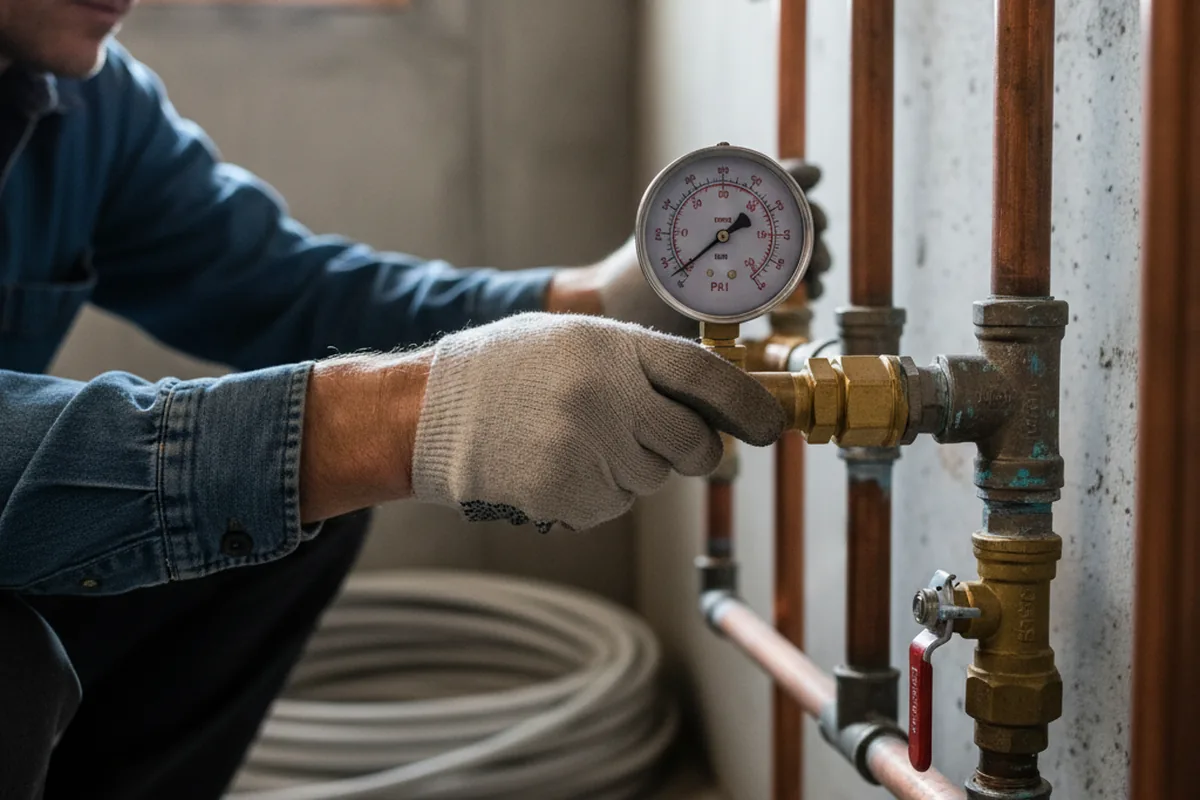 Pressure testing a repaired line during Water Line Repair in Burghill